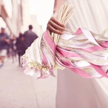 6 PCS Wedding Ribbon Sticks Wands With Bell, Ribbon Streamer Silk Fairy Wand With 3 Ribbons For Wedding Send Off Idea, Bridal Shower And Ceremony Event - Multicolor - View 6