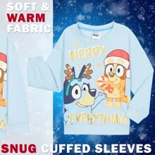 Bluey Christmas Sweatshirt Crewneck Sweater Long Sleeves Cosy Xmas Jumper - Blue - View 4