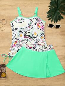 New Ditsy Floral Women's Spaghetti Strap Tankini Swimwear, Fashion Summer Beach Style - Multicolor - View 4