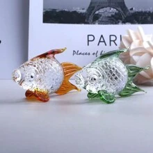 1 pieza Figurita de pez de cristal dorado - Austicioso y Bendecido, Adecuado para decoración del hogar, escritorio de oficina, regalo de Año Nuevo, regalo del Día de San Valentín, regalo festivo