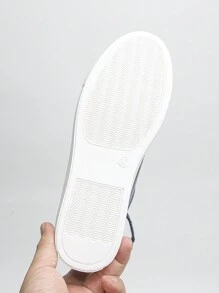 女士新款蓝色蛇纹经典侧拉链休闲鞋，时尚系带厚底运动鞋，厚底增高，学生/跑步/徒步/滑板鞋 - 藍色 - 查看 6