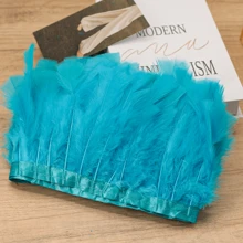 1 yarda de Ribete de tela con plumas de pavo totalmente emplumadas de estilo clásico, accesorio DIY hecho a mano y colorido para decoración de Halloween, fiesta festiva, boda, disfraz de baile, bolso, tocado, decoración de manga