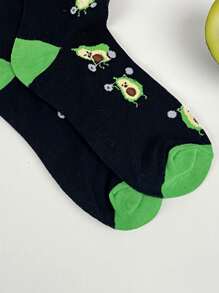 1 pereche de șosete cu imprimeu de avocado, confortabile și respirabile, cu tub mediu, șosete unisex pentru cadouri, toamnă - Multicolor - Vizualizare 4