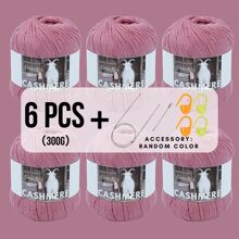 6 Balls 300g Soft Skin-Friendly Cashmere Yarn (50g*6, 65% Cashmere; 25% Acrylic; 10% Rayon), Suitable For Knitting Sweaters, Coats, Shawls, Hats, Comes With Knitting Tools - Stitch Markers, Yarn Needles - Multicolor - View 11
