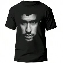 Baad Bunny Men's Black T-Shirt Casual 100% Cotton - 黑色 - 查看 1