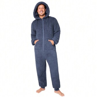 City Comfort Onesie Cosy Nightwear Hooded Fluffy Fleece M-3XL Lounge Wear Gift