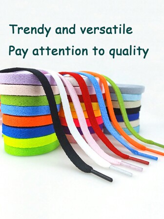 New Multi-Color Flat Shoelaces, Fashion Versatile Casual Shoes Laces For Sneakers, Casual Shoes,White Shoes