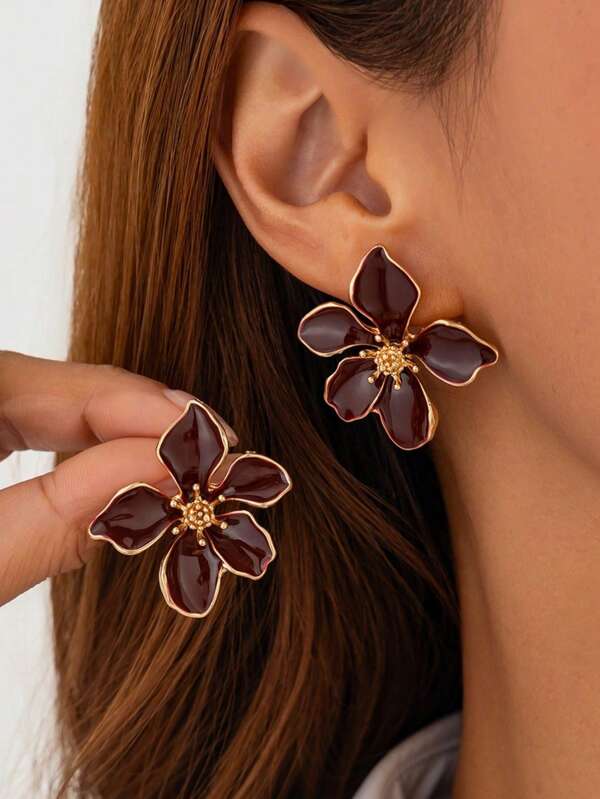 1pair Elegant Flower Retro Design Fashion Statement Earrings For Women,Daily Wear, Party Gifts, Mother's Day Gift