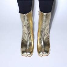 Womens Block Heel Ankle Bootie - Gold - View 3