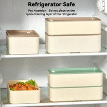 1pc 1440ML Double-Layer Plastic Bento Box With Cutlery Set & Lunch Bag & Sauce Box, Portable Square Lunch Box With Compartments, Leak Proof Fruit Salad Food Storage Container, Dishwasher & Microwave Allowable Lunch Container, Suitable For Student And Adult Use In Home, School, Dorm, Office, Outdoor Camping, Picnic, Travel, Back To School