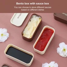 1pc 1440ML Double-Layer Plastic Bento Box With Cutlery Set & Lunch Bag & Sauce Box, Portable Square Lunch Box With Compartments, Leak Proof Fruit Salad Food Storage Container, Dishwasher & Microwave Allowable Lunch Container, Suitable For Student And Adult Use In Home, School, Dorm, Office, Outdoor Camping, Picnic, Travel, Back To School