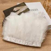 1 yarda de Ribete de tela con plumas de pavo totalmente emplumadas de estilo clásico, accesorio DIY hecho a mano y colorido para decoración de Halloween, fiesta festiva, boda, disfraz de baile, bolso, tocado, decoración de manga