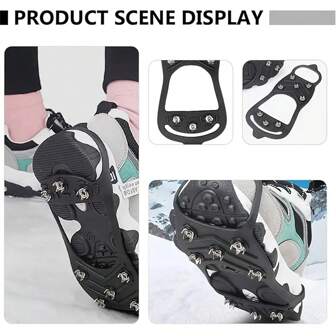 2 Pairs Of Durable Stainless Steel Anti-Ski Spikes And Steel Spike Walking Traction Devices, Suitable For Ice And Mud, Cycling And Climbing