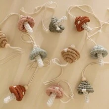 1 szt. Boho Style Makrama Grzyb Dekoracja, Ręcznie Tkany Mały Grzyb Wiszący Ornament, Dekoracja Samochodowa
