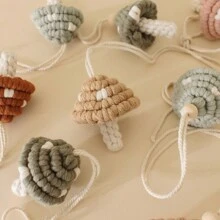 1 szt. Boho Style Makrama Grzyb Dekoracja, Ręcznie Tkany Mały Grzyb Wiszący Ornament, Dekoracja Samochodowa