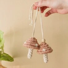 1 szt. Boho Style Makrama Grzyb Dekoracja, Ręcznie Tkany Mały Grzyb Wiszący Ornament, Dekoracja Samochodowa