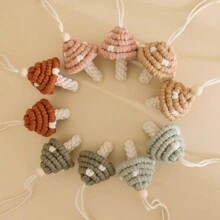 1 szt. Boho Style Makrama Grzyb Dekoracja, Ręcznie Tkany Mały Grzyb Wiszący Ornament, Dekoracja Samochodowa