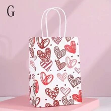 2pcs New Christmas & Valentine's Day Pink Paper Gift Shopping Bags, Kraft Paper Bags For Party Favor