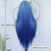Gorgeous Ombre Blue Synthetic Lace Front Wigs 26 Inch Pre Plucked Long Straight Hair Wigs Glueless Blue White Ombre Colored Wigs Soft Christmas Wigs Heat Resistant Ombre Blue Lace Front Wigs For Fashion Women Perfect For Daily Wear & Parties - 漸層藍色 - 查看 9