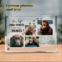 你在我们心中留下了爪印 亚克力相片块、定制宠物纪念牌匾、个性化宠物遗失礼物、狗死亡礼物 - 棕色 - 查看 8