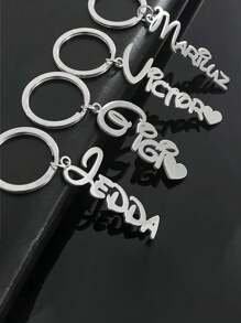 Custom Name Keychain, Stainless Steel Engraved Keychain, Unique Nameplate Jewelry, Ideal Gift For Boy And Girl - Solid Color - View 5
