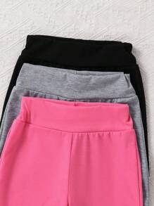 Conjunto de 3 piezas para niñas preadolescentes, mallas cortas con estampado minimalista de corazón - Multicolor - Ver 4