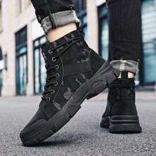 升级版男士系带靴高帮秋冬踝靴英伦风工作靴美式复古沙漠摩托靴增高