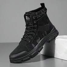 升级版男士系带靴高帮秋冬踝靴英伦风工作靴美式复古沙漠摩托靴增高