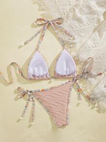 European & American Fashion Spring Bikini Set, Special Fabric Swimwear, For Summer Beach Vacation