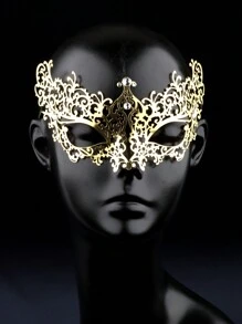 Angel-Themed Venetian Metal Diamond Face Mask - Iron Half Mask Suitable For Masquerade Ball And Festivals - 24-1118E - View 8