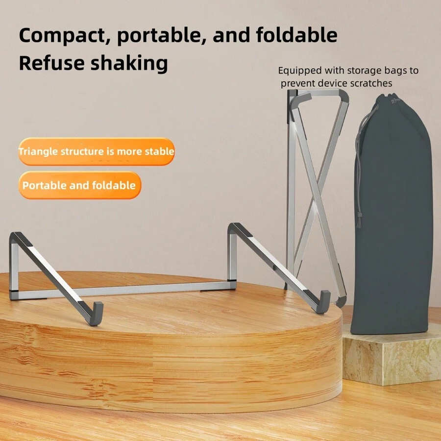 Foldable And Adjustable Aluminum Laptop Stand For Portable Use - Laptop Holder With Cooling Effect, Non-Slip And Lightweight - Compatible With Various Air/Pro And Other Laptops - Multicolor - View 1