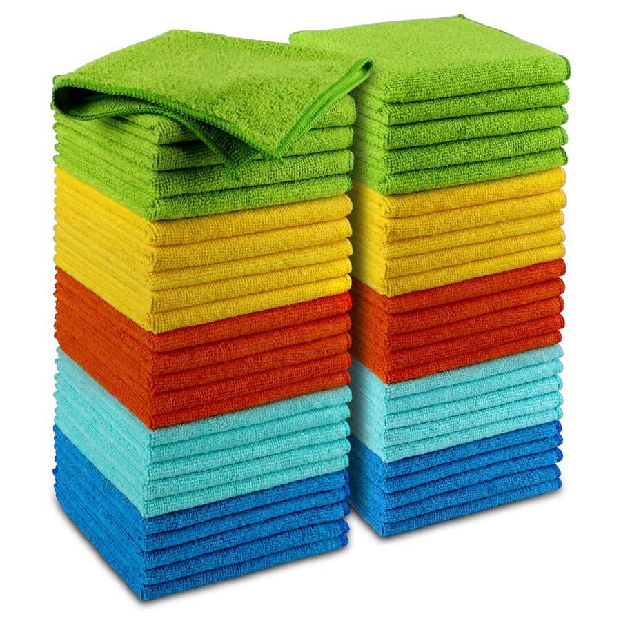 Microfiber Cleaning Cloths - 50 Sets Of Auto Microfiber Towels Quality Multifunctional Car Cloth Dust Cloth Absorbent Microfiber Cloth For SUV Residential Kitchen Windows - 12 X 12 Inches