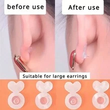 10pcs Silicone Earring Backs, Heavy-Duty Invisible Lifting Support Pads, Non-Sagging Safety Earring Lifter For Large Earrings And Pendants