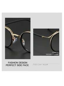 1 副男士复古圆形金属框架时尚透明镜片眼镜，适合日常佩戴、电脑、游戏、日常使用 - 彩色 - 查看 7