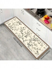 1pc Classical Floral Print Kitchen Mat, Silica Gel Rectangle Absorbent Quick-Dry Non-Slip Floor Rug For Bathroom, Toilet, Kitchen, Hallway, Home Decor, Suitable For Christmas, Thanksgiving, Valentine's Day, Mother's Day And Daily Use, Chinese Style