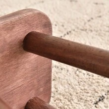 1pc Wooden Stool, Modern Walnut Color, Scandinavian Natural Wood Tone, Load-Bearing, Solid Wood Square Chair, Suitable For Home Office, Bedroom, Living Room, Kitchen, Bathroom, Entryway