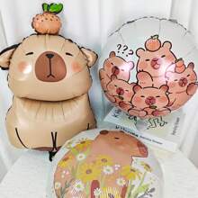 1set 40 Inch Chocolate Number Capybara Birthday Cake Foil Balloon, Round Capybara Chocolate Stars Birthday Cake Balloon For Birthday Decorations Capybara Party Favors Capybara Theme Party Supplies Decor