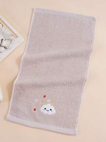 1/4pcs Small Cotton Face Towels, Rectangular, Cute Cartoon Cloud Embroidery Pattern, Absorbent Soft Quick-Dry, Suitable For Bathroom, Kitchen, Gifts, Travel, School, All Seasons