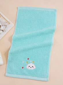 1/4pcs Small Cotton Face Towels, Rectangular, Cute Cartoon Cloud Embroidery Pattern, Absorbent Soft Quick-Dry, Suitable For Bathroom, Kitchen, Gifts, Travel, School, All Seasons