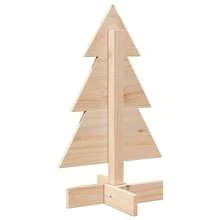 60cm Solid Pine Wooden Christmas Tree Rustic Holiday Decoration For Home And Office Use - Brown - View 4