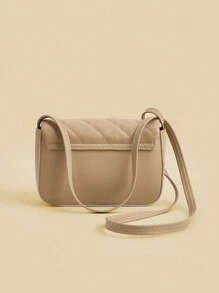 1 pieza Bolso de hombro tipo mensajero cuadrado repujado en rombos simple, adecuado para uso diario, fiestas, viajes, como regalo de cumpleaños
