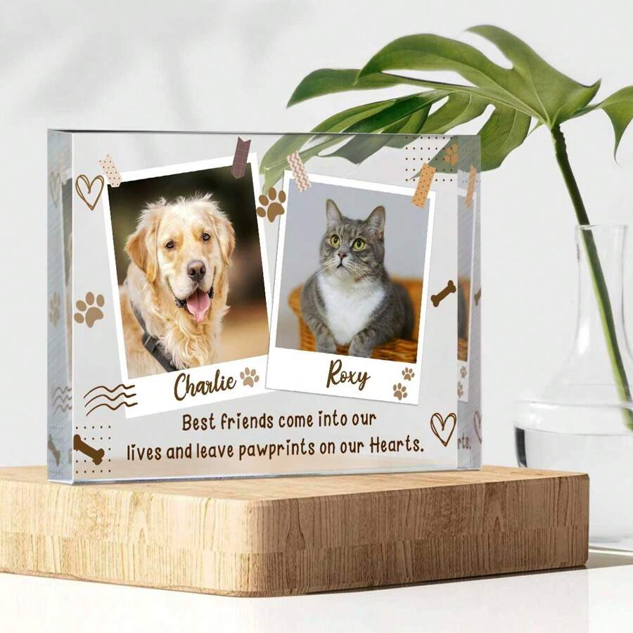 Personalized Dog Memorial Plaque, Two Photo Collage Acrylic Block, Two ...