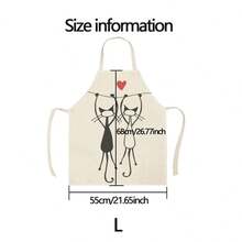 1/2pcs Black & White Cat Printed Linen Couple Apron, Creative Funny Fashion Printed Waterproof Oil-Proof Easily Washed Household Cleaning Cooking Baking Apron, Creative Home Apron, Work Uniform - Multicolor - View 5