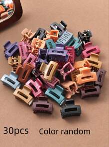 30pcs Colorful Square Shape Small Hair Clips, Cute Fashion Accessories Suitable For Everyday Use Hair Claws Claw Clips Hair Jaw Clip Hair Clamps Hair Clutch Hair Catcher Clip, Casual Fall Winter Hair Accessories For Women Bows For Vacation Outfits Woman