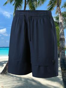 3pcs/Set Men's Outdoor Sports Casual Drawstring Thin Bermuda Shorts, Suitable For Spring & Summer - Black - View 4