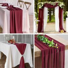 1pc Chiffon Table Runner, Wedding Table Tablecloth, For Long Romantic Country Party Baby Bride Shower Decoration