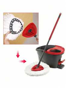 1pc Thick Fiber Cloth Replacement Cover For Triangle Spin Mop1 - White - View 7