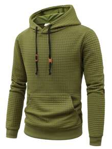 Men's Jacquard Pullover Sweatshirt, Sports Top With Pockets And Ribbed Hem, Spring/Autumn - Mint Green - View 1
