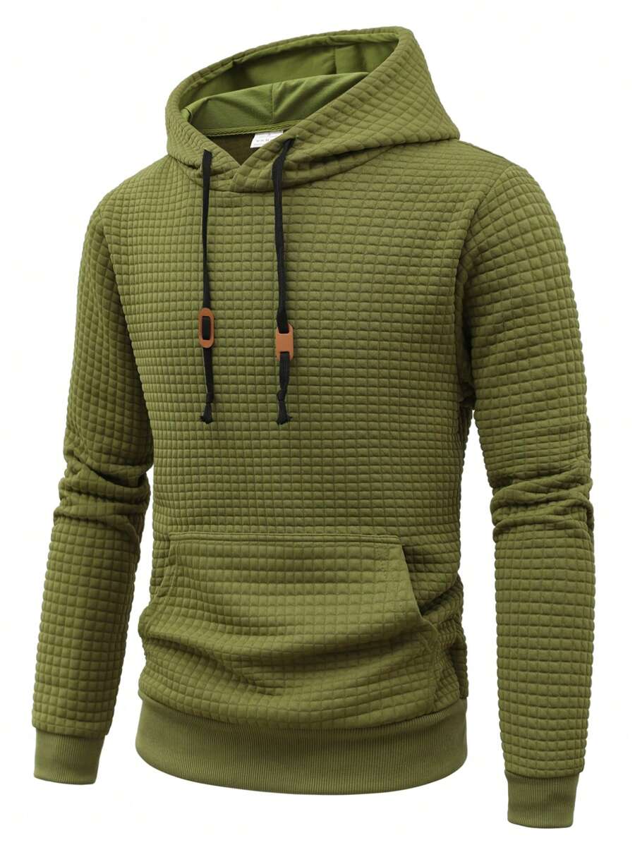 Men's Jacquard Pullover Sweatshirt, Sports Top With Pockets And Ribbed Hem, Spring/Autumn - Mint Green - View 1