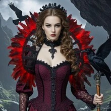 1 件哥特式蕾丝立领巴洛克风格立领女王领带羽毛维多利亚时代万圣节吸血鬼服装 - 彩色 - 查看 10